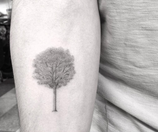 Gray Ink Dotwork Tree by Doctor Woo