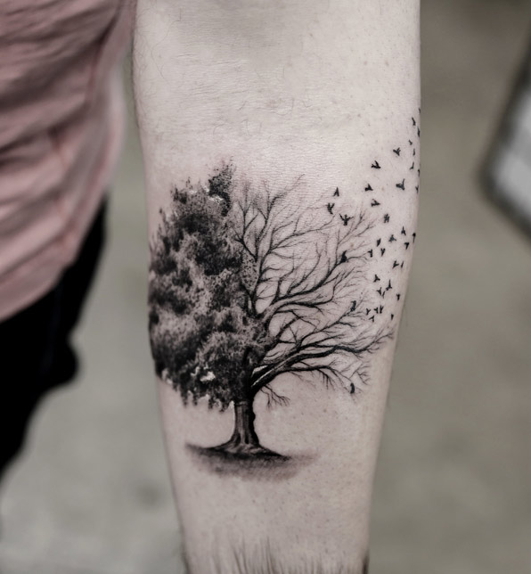 Tree Tattoo on Forearm by Turan