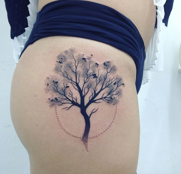 Dotwork Tree Tattoo by Luciano Risi