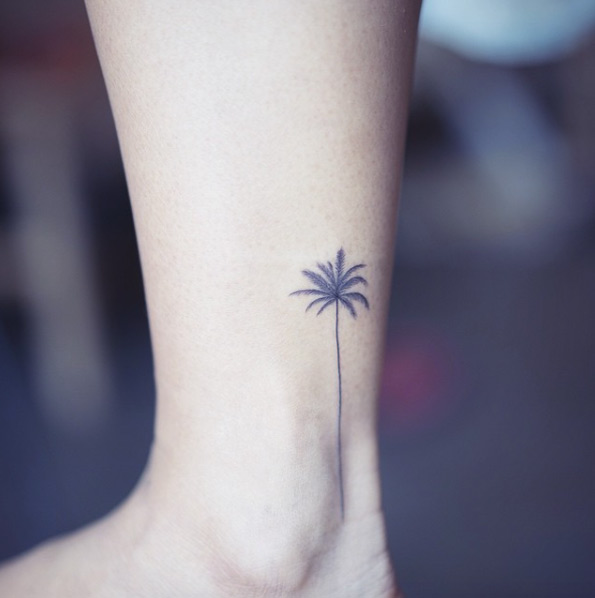 Small Palm Tree on Ankle by Sol Art