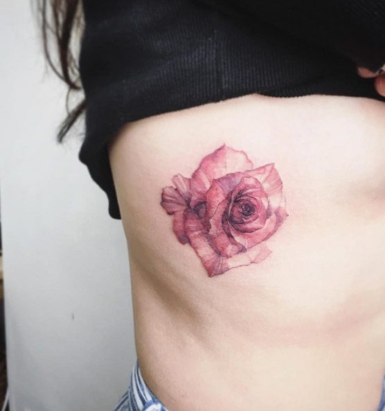 Red watercolor rose by Tattooist Flower