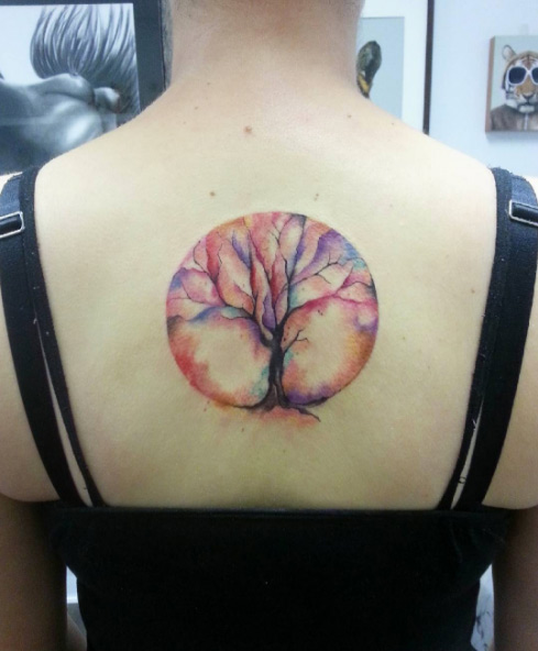 Watercolor tree of life tattoo by Jemka