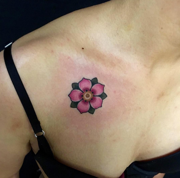 Cherry blossom with leaves by Jordan Isaacson