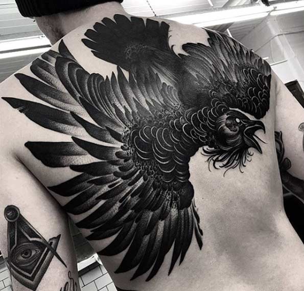 Heavy blackwork raven by Kelly Violet