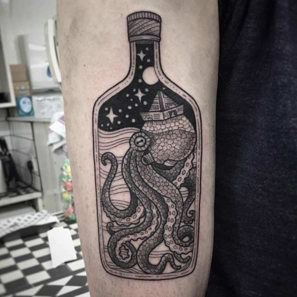 Octopus in a bottle by Susanne König