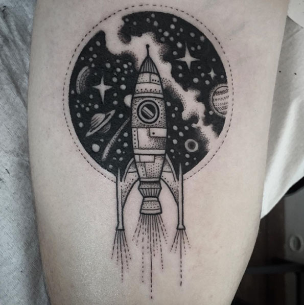 Spaceship tattoo by Susanne König