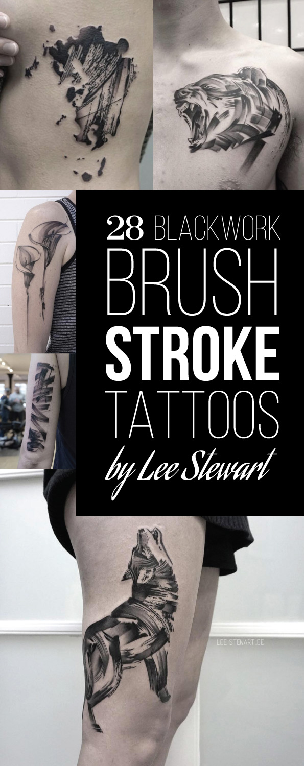 28 Blackwork Brush Stroke Tattoos by Lee Stewart | TattooBlend