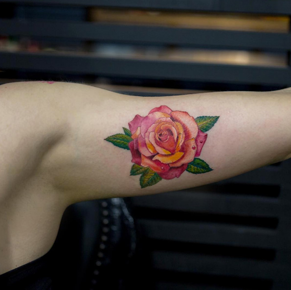 Beautiful rose tattoo by Mikhail Anderson