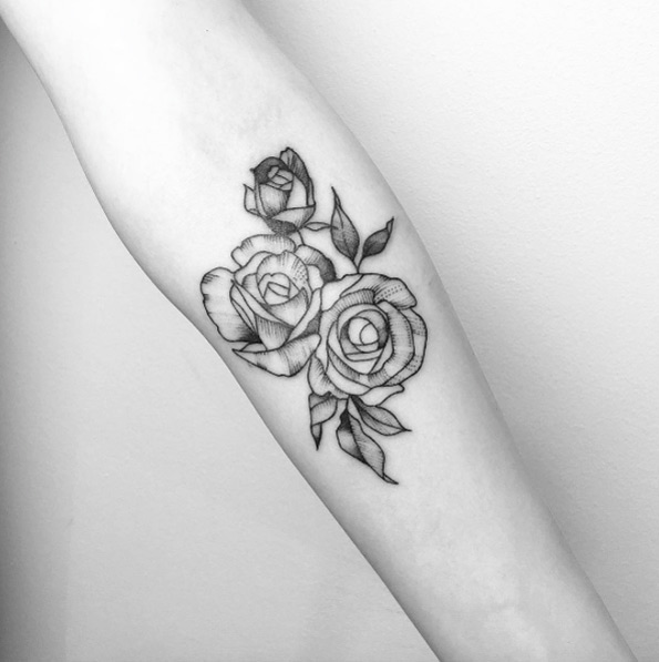 Perfect blackwork rose tattoos by Maria Fernandez