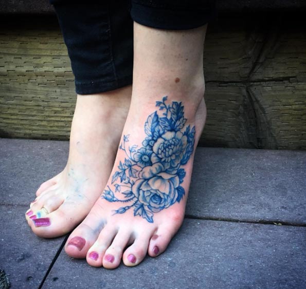 China pattern florals on foot by Annelise Kinney