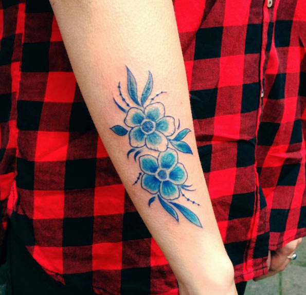 Blue florals by Marjorianne