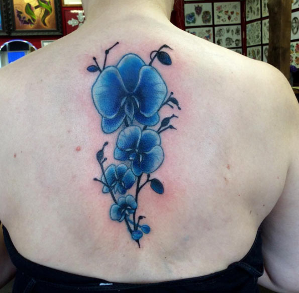 Blue florals on back by Mandie Barber