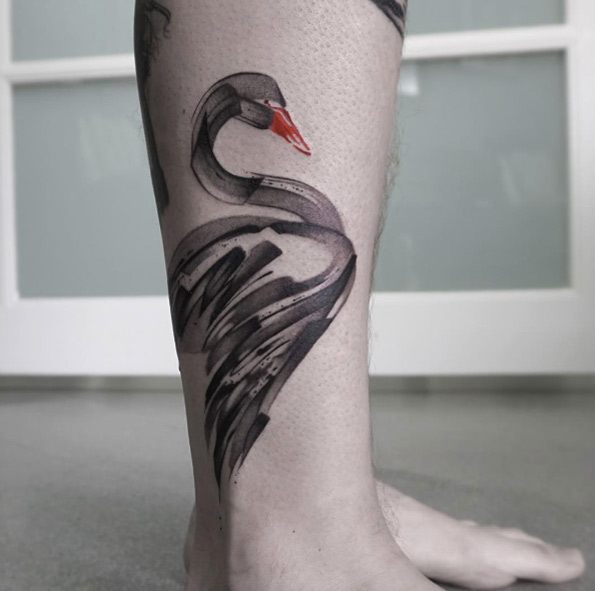 Brush stroke swan by Lee Stewart