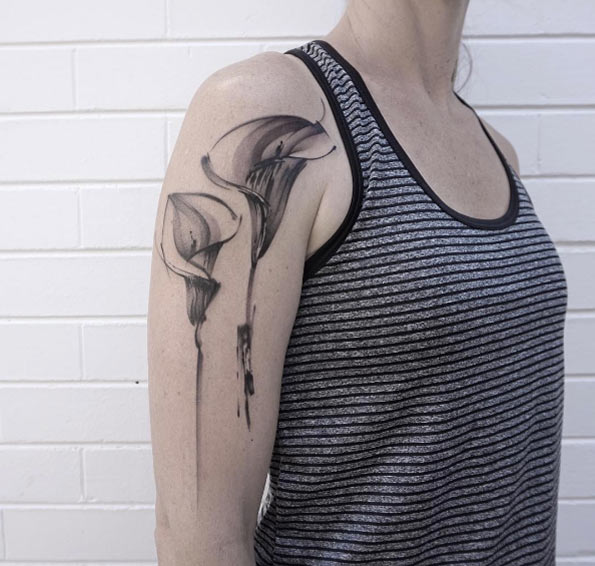 Floral brush stroke tattoo by Lee Stewart