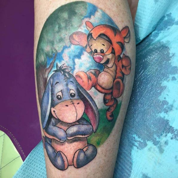 Eeyore and Tigger tattoo by Robbie Ripoll