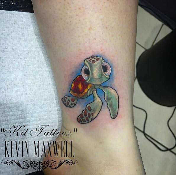 Finding Nemo sea turtle tattoo by Kit Maxwell