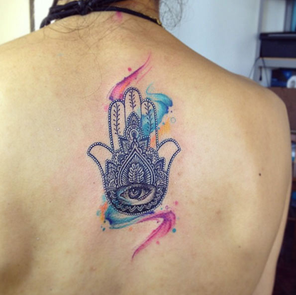 Watercolor hamsa hand by Adrian Bascur