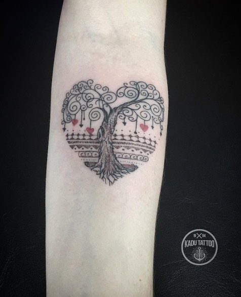 Heart-shaped tree tattoo by Kadu