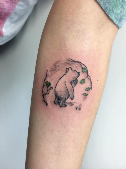 Illustrated Winnie-THe-Pooh tattoo by Tommy Rattle