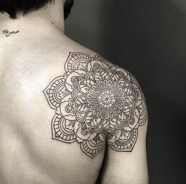Back shoulder mandala tat by Resul Odabas