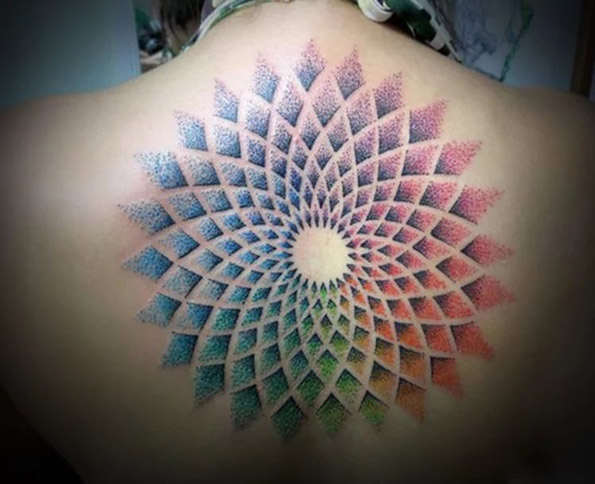 Colorful geometric back piece