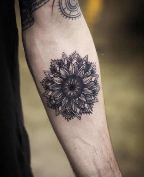 Mandala sunflower by Kristi Walls