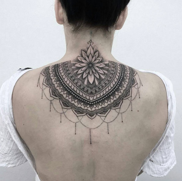 Back neck mandala work by Jai Cheong