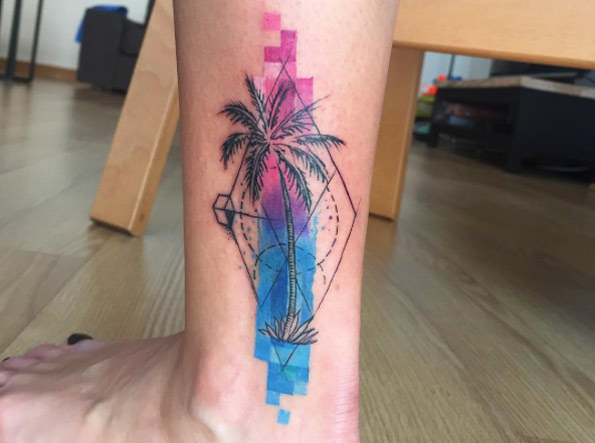 Watercolor palm design by Baris Yesilbas