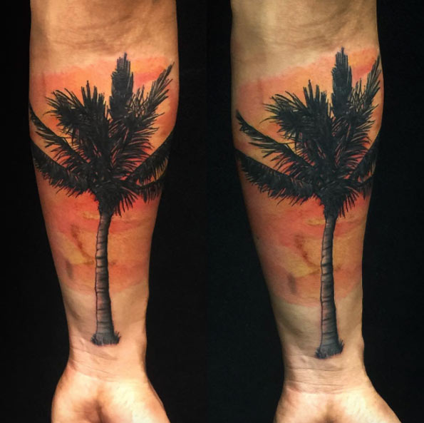 Palms with sunset by Tripps Kaha'i