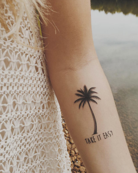 'Take it easy' palm tree tattoo via Madison Hudson