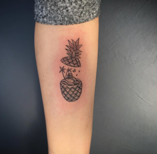 Adorable pineapple tattoo design by Yasin