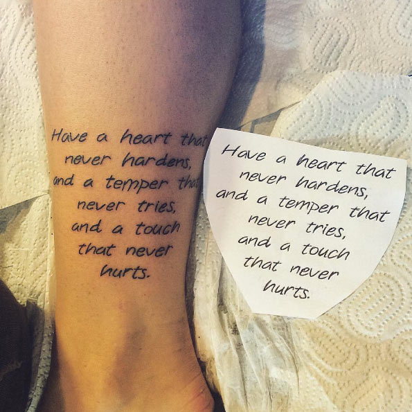 Life quote tattoo on ankle by Haris