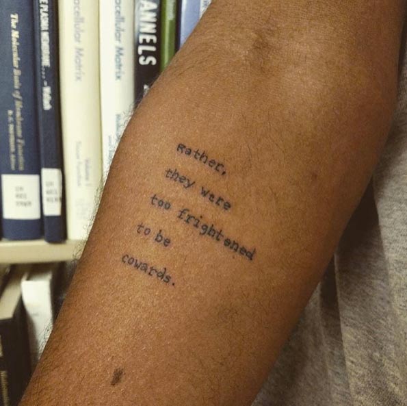 Quote on forearm by Julie Arcia