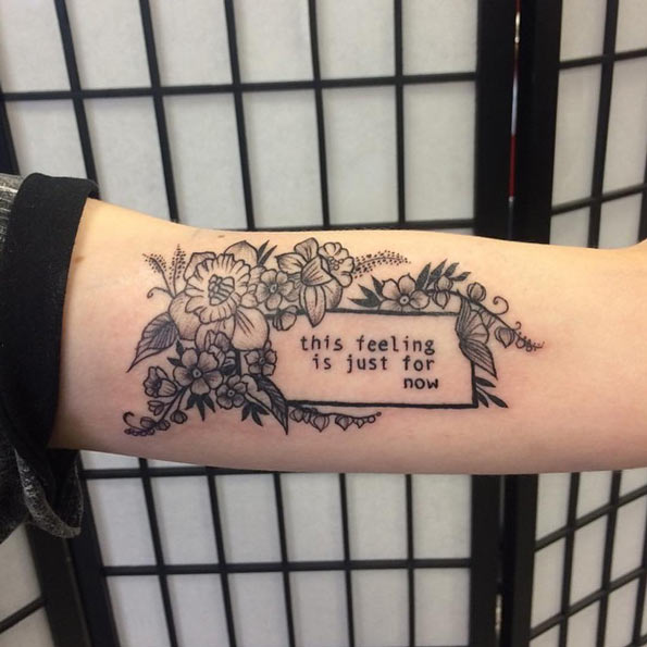 Decorative quote on arm by Wa Ink