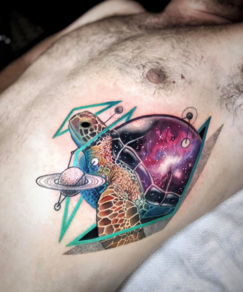 Cosmic turtle tat by Chris Rigoni