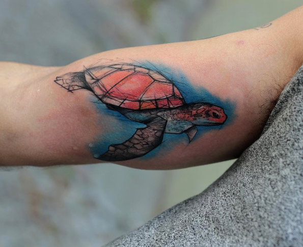 Watercolor sea turtle by Kamil Mokot