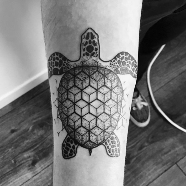 Sea turtle with geometric shell by Deborah Genchi