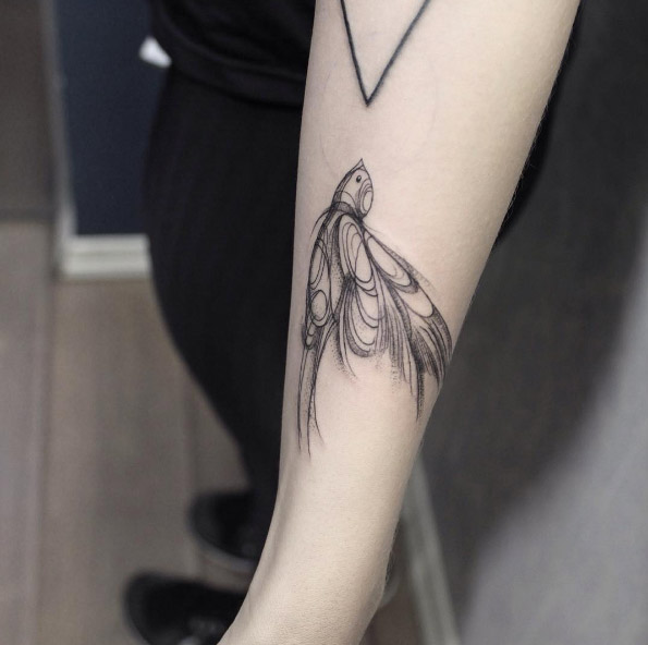 Sketched bird tattoo by Sandra Cunha