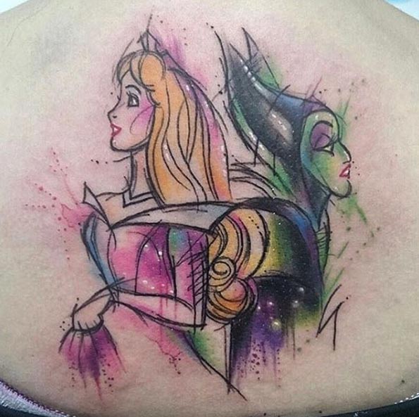 Sketch style Sleeping Beauty tattoo by Josie Sexton