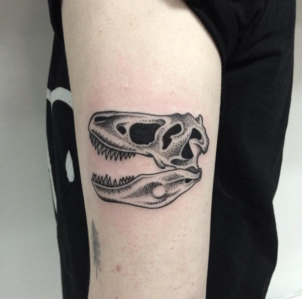 Dotwork t-rex tattoo