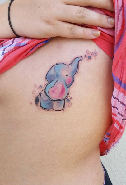 Watercolor Dumbo the elephant tattoo by Gina Fote