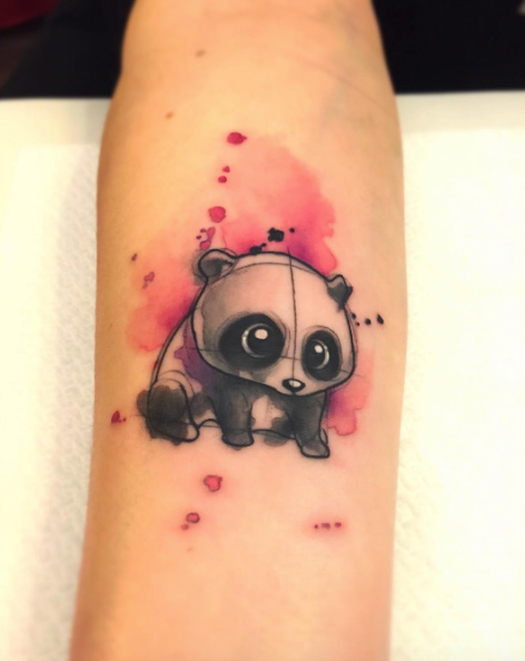 Watercolor panda tattoo by Bora Tattoo