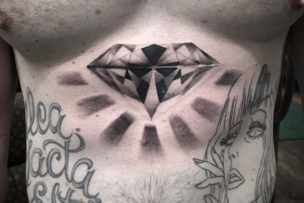 Black and grey ink diamond tattoo by Isaiah Negrete