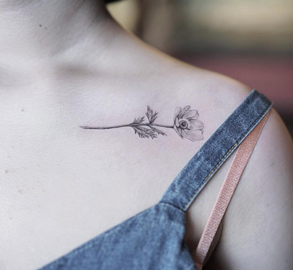 Anemone flower tattoo by Nando