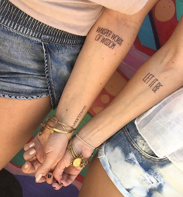Beatles lyrics tattoos via Becky