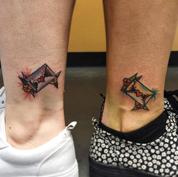 Best friend envelop tattoos by Grace LaMorte