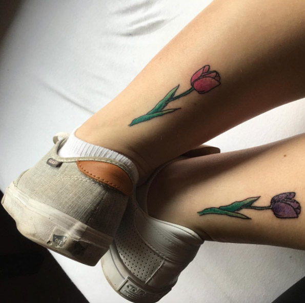 Matching tulip tattoos via Ebony189
