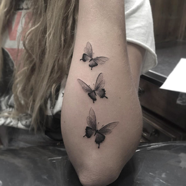 Stunning blackwork butterflies by Isaiah Negrete