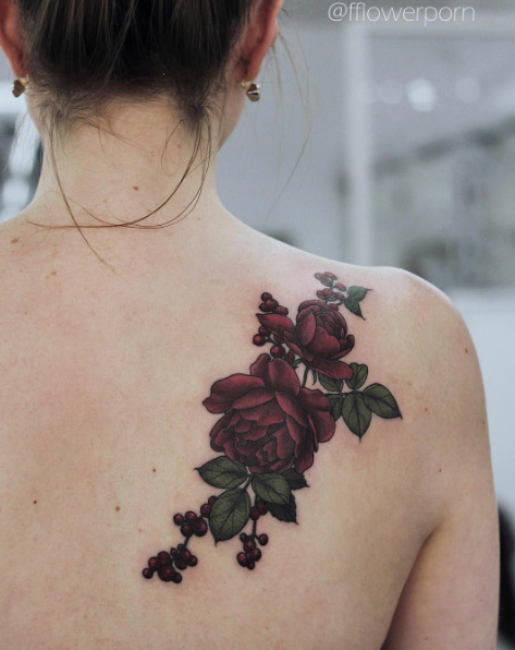 Beautiful burgundy roses by Olga Nekrasova