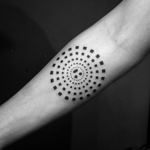 Black Sunday geometric tattoo by Daniel Matsumoto